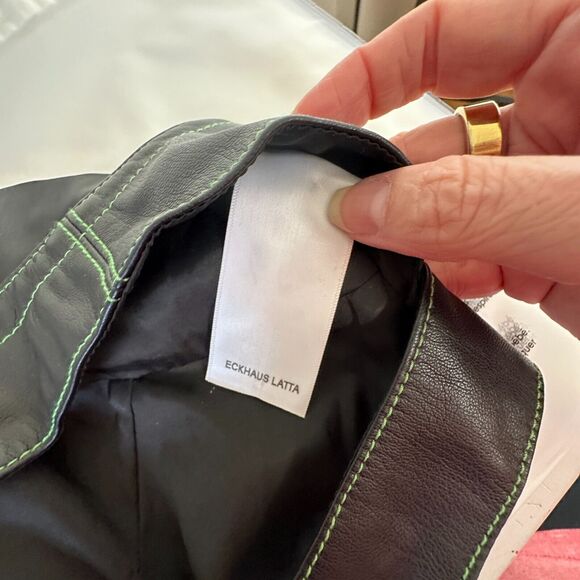 NWOT Eckhaus Latta Black Switch Halterneck Zip Top Tonal Stitch Scoop Neck Med - Picture 10 of 12